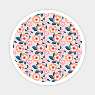 Boho Hippie Flowers on pale apricot background Magnet